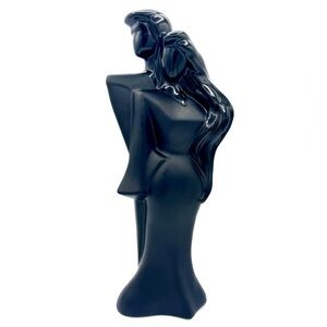 Lindsey B. Style Vintage 1980s Black Art Deco Porcelain Statue Man Woman Couple